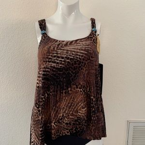 Miraclesuit Tigress Savannah Brown Tankini Sz 8